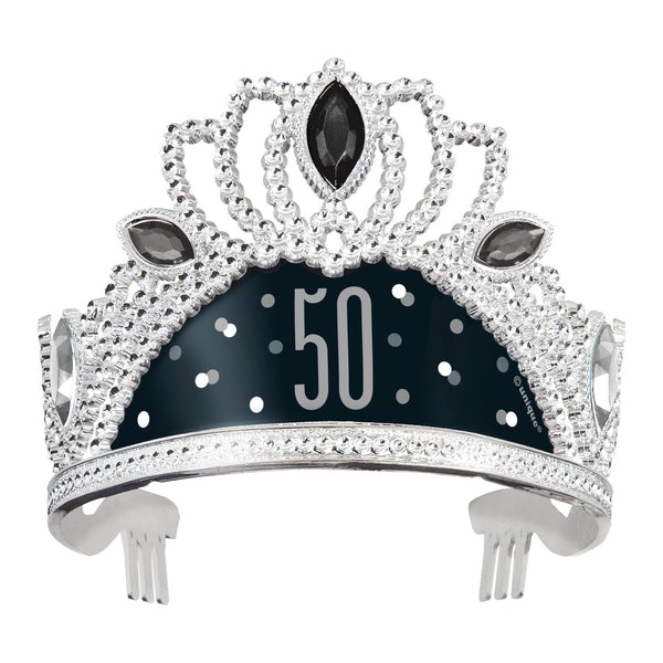 Birthday Glitz Black Age 50 Plastic Tiara