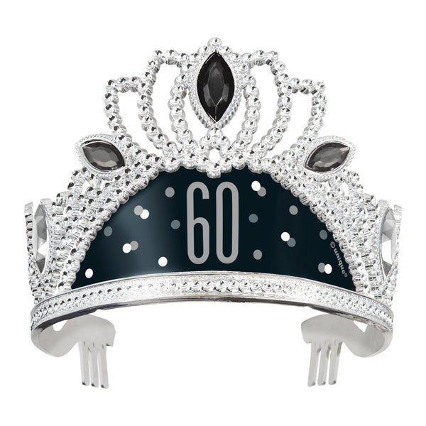 Birthday Glitz Black Age 60 Plastic Tiara