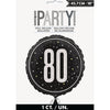 Black Glitz 18" Foil Balloon, 80th Birthday