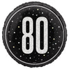 Black Glitz 18" Foil Balloon, 80th Birthday
