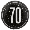 Black Glitz 18" Foil Balloons, 70th Birthday