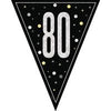 Black & Silver 80th Birthday Flag Banner