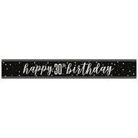 Black & Silver Glitz 30th Birthday Banner