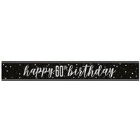Black & Silver Glitz 60th Birthday Banner