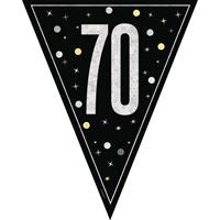 Black & Silver Glitz 70th Birthday Flag Banner