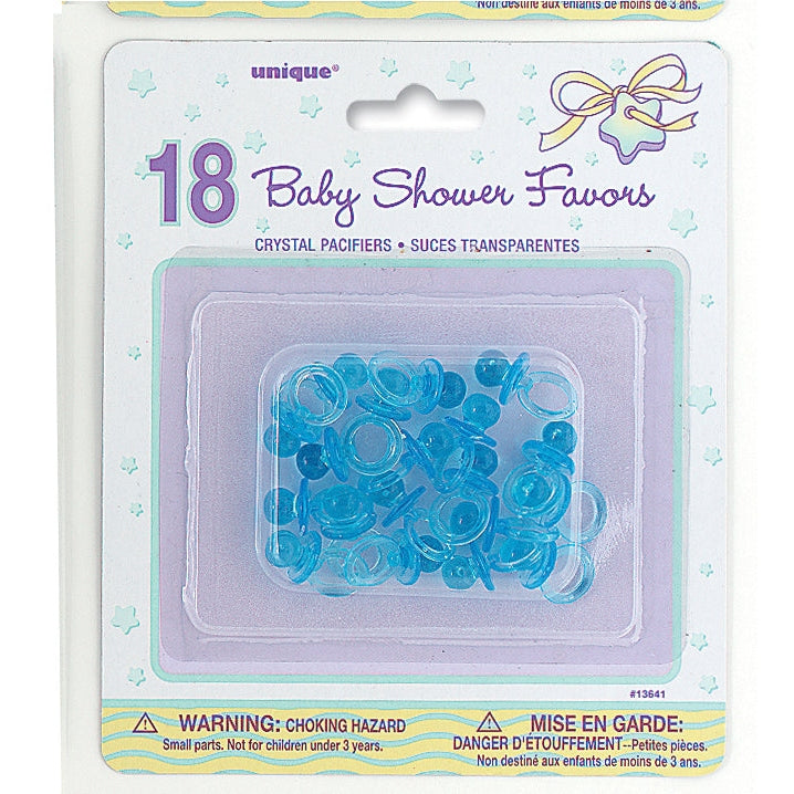 Blue Crystal Pacifier Favors 1", 18 Count