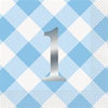 Blue Gingham 1st Birthday Luncheon Napkins, 16 Count
