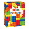 Building Blocks Happy Birthday Gift Bag, 12" x 10"