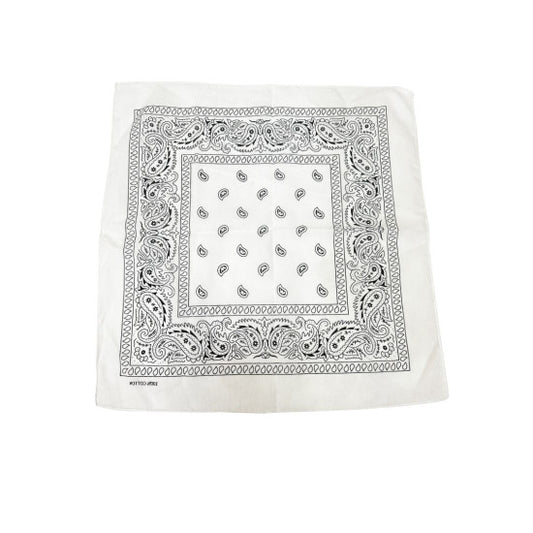 White Paisley Bandana, 20"x 20"