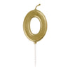 Candle - Number 0, Mini Metallic Gold, Pick Birthday