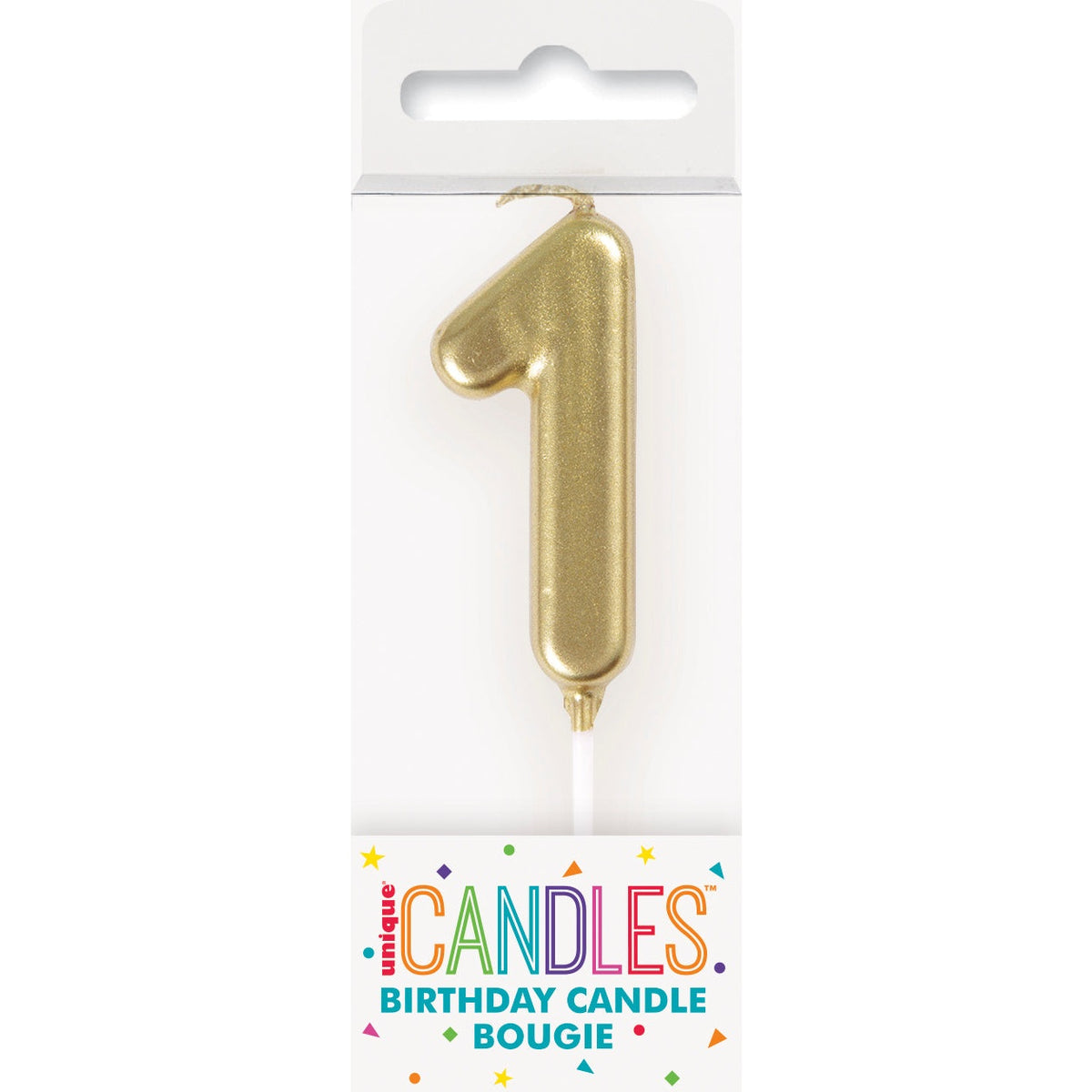 Candle - Number 1, Mini Metallic Gold, Pick Birthday