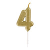 Candle - Number 4, Mini Metallic Gold, Pick, Birthday