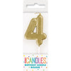 Candle - Number 4, Mini Metallic Gold, Pick, Birthday