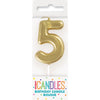 Candle - Number 5, Mini Metallic Gold, Pick, Birthday