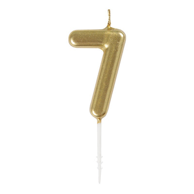 Candle - Number 7, Mini Metallic Gold, Pick, Birthday