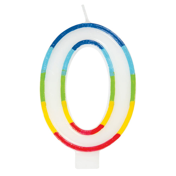 Candle - Rainbow Border Number 0 Birthday