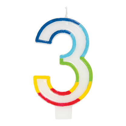 Candle - Rainbow Border Number 3 Birthday