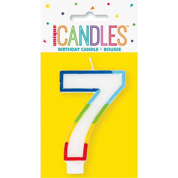 Candle - Rainbow Border Number 7 Birthday