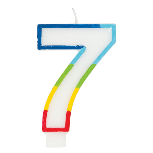 Candle - Rainbow Border Number 7 Birthday
