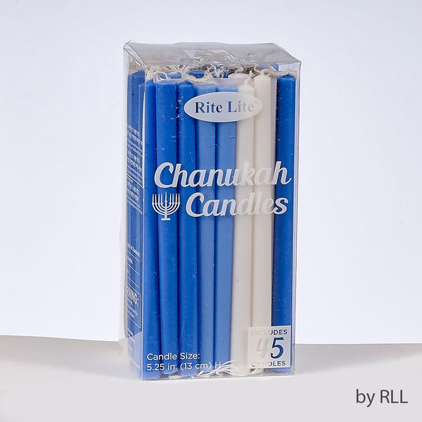 Candles - Hanukkah, Deluxe, Blue & White, 45/box