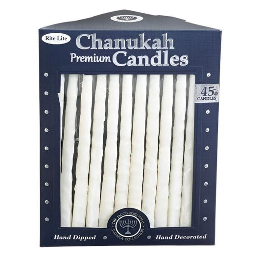 Hanukkah Candles,Premium,Handcrafted,Frosted White/White,45/Gift Box