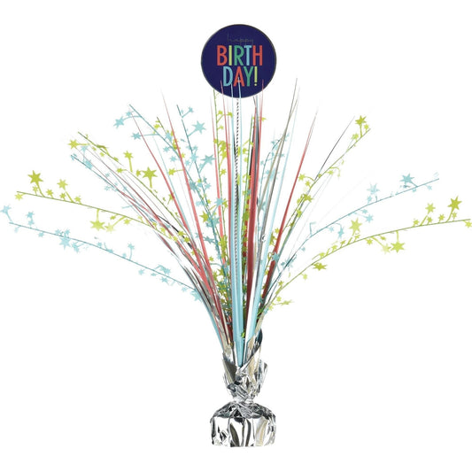 Centerpiece - Modern Birthday Spray, Silver, 18"