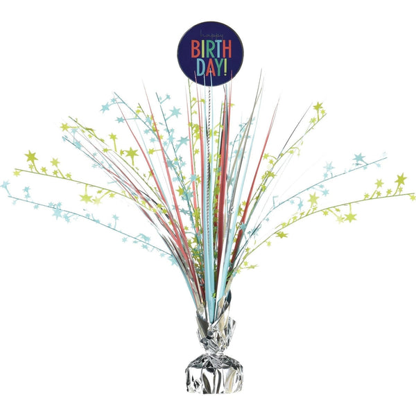 Centerpiece - Modern Birthday Spray, Silver, 18"