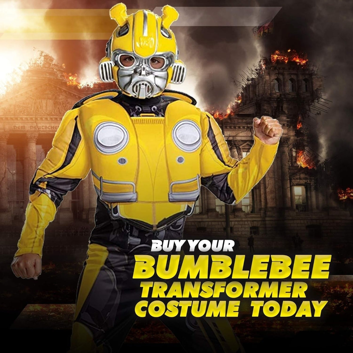 Children's Bumblebee Muscles Halloween Costume, Size Large 10-12
