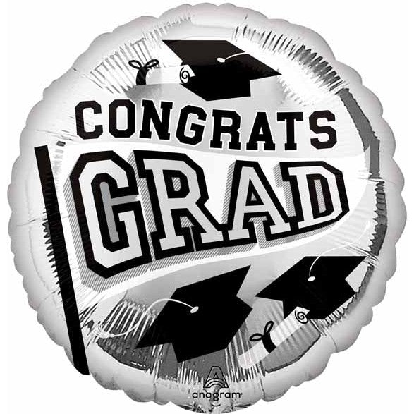 Congrats Grad 18" Silver Foil Balloon