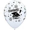 Congrats Grad Cap 11" White Latex Balloons, 50 Count