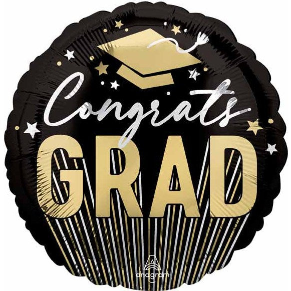 Congrats Grad Gold & Black 18" Foil Balloon