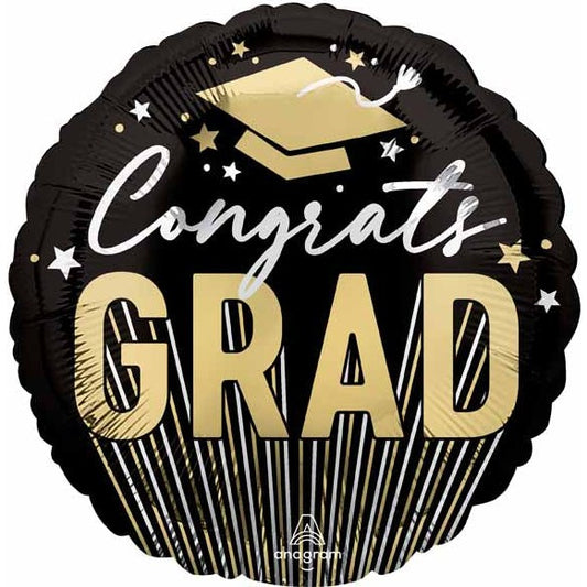 Congrats Grad Gold & Black 18" Foil Balloon