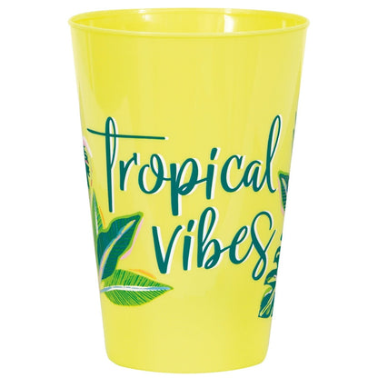 Cup - Plastic, Tropical Leaves, 16oz., 6 Count
