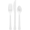 Cutlery Assortment - Frosty White, Reusable Plastic, 24 Count
