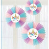 Decoration - Hanging, Unicorn Fan, Paper, 3 Piece
