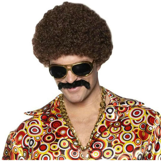 Disco Accessory Kit with Afro, Moustache, Glasses & Thick Gold Chain