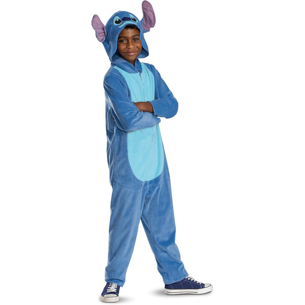 Disney Stitch Costume for Kids, Official Lilo and Stitch Hooded Jumpsuit Outfit, Child Size