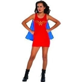 Wonder Woman Dress with Rhinestones and Cape. Teen Med 2-6 – Party Stuff