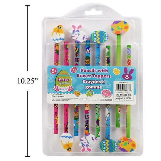 Easter Pencils with Eraser Toppers, 8-Pack