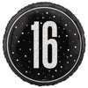 Foil Balloon - 16th Birthday, Glitz Black, 18"