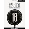 Foil Balloon - 16th Birthday, Glitz Black, 18"