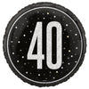 Foil Balloon - 40th Birthday, Glitz Black, 18"