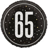 Foil Balloon - 65th Birthday, Glitz Black, 18"