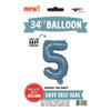 Foil Balloon - Jumbo Number Light Blue 5