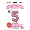 Foil Balloon - Jumbo Number Light Pink 5