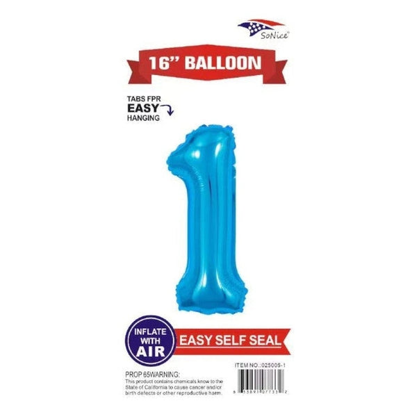Foil Balloon - Mini Number Light Blue 1