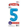 Foil Balloon - Mini Number Light Blue 5