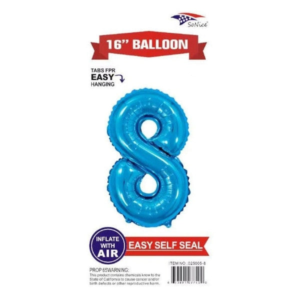Foil Balloon - Mini Number Light Blue 8