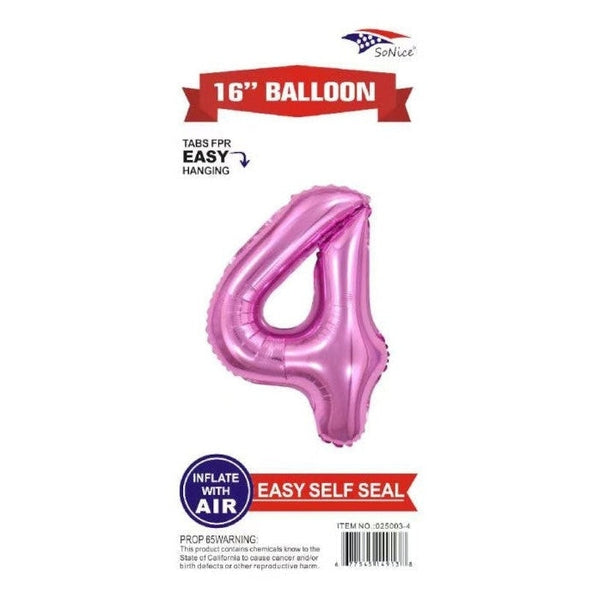 Foil Balloon - Mini Number Light Pink 4