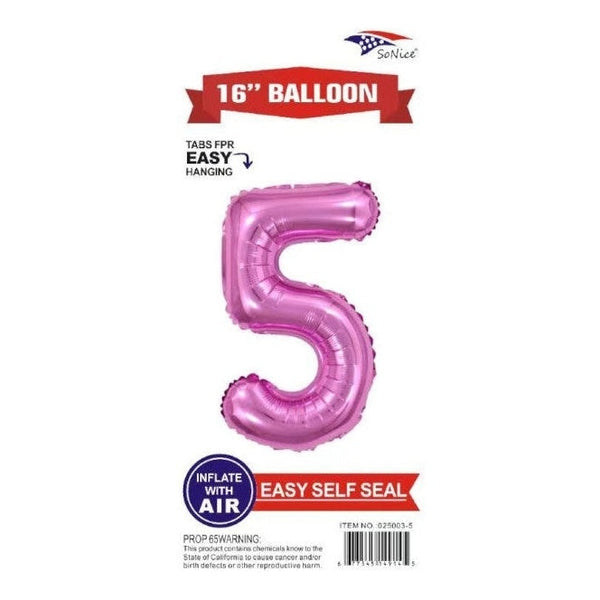 Foil Balloon - Mini Number Light Pink 5